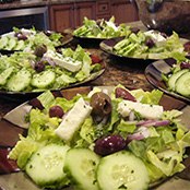 Greek salad with feta cheese and olives