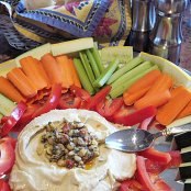 Hummus with vegetable crudite and cured olives
