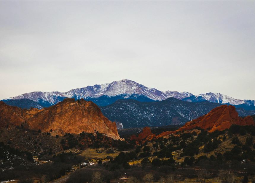 Rocky Mountain peaks above the treeline at golden hour
