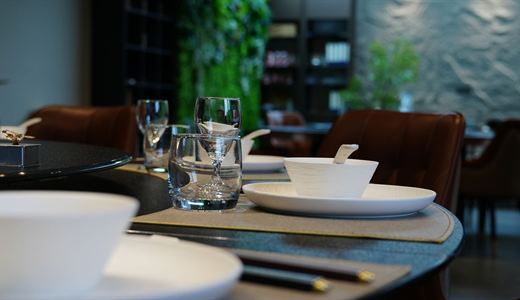 Elegant private dining room table set for a meal