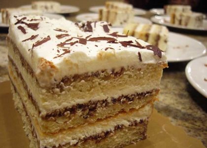 Slice of tiramisu prepared by The Mobile Chef